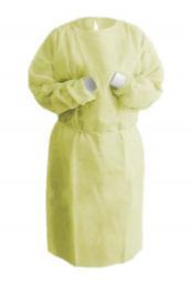 yellow hospital gown